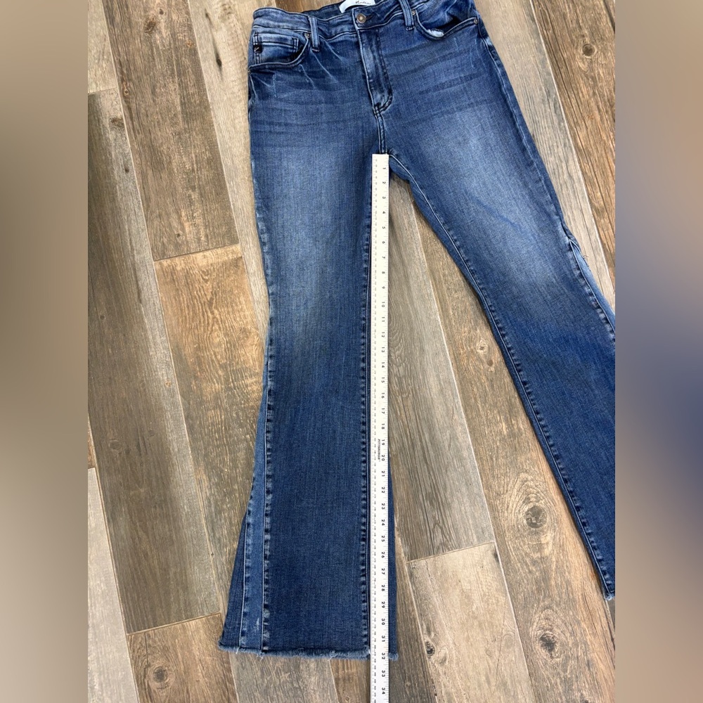 KanCan Treasure High Rise Flare Jeans Medium Wash Striped Size 15/31 - Picture 7 of 13